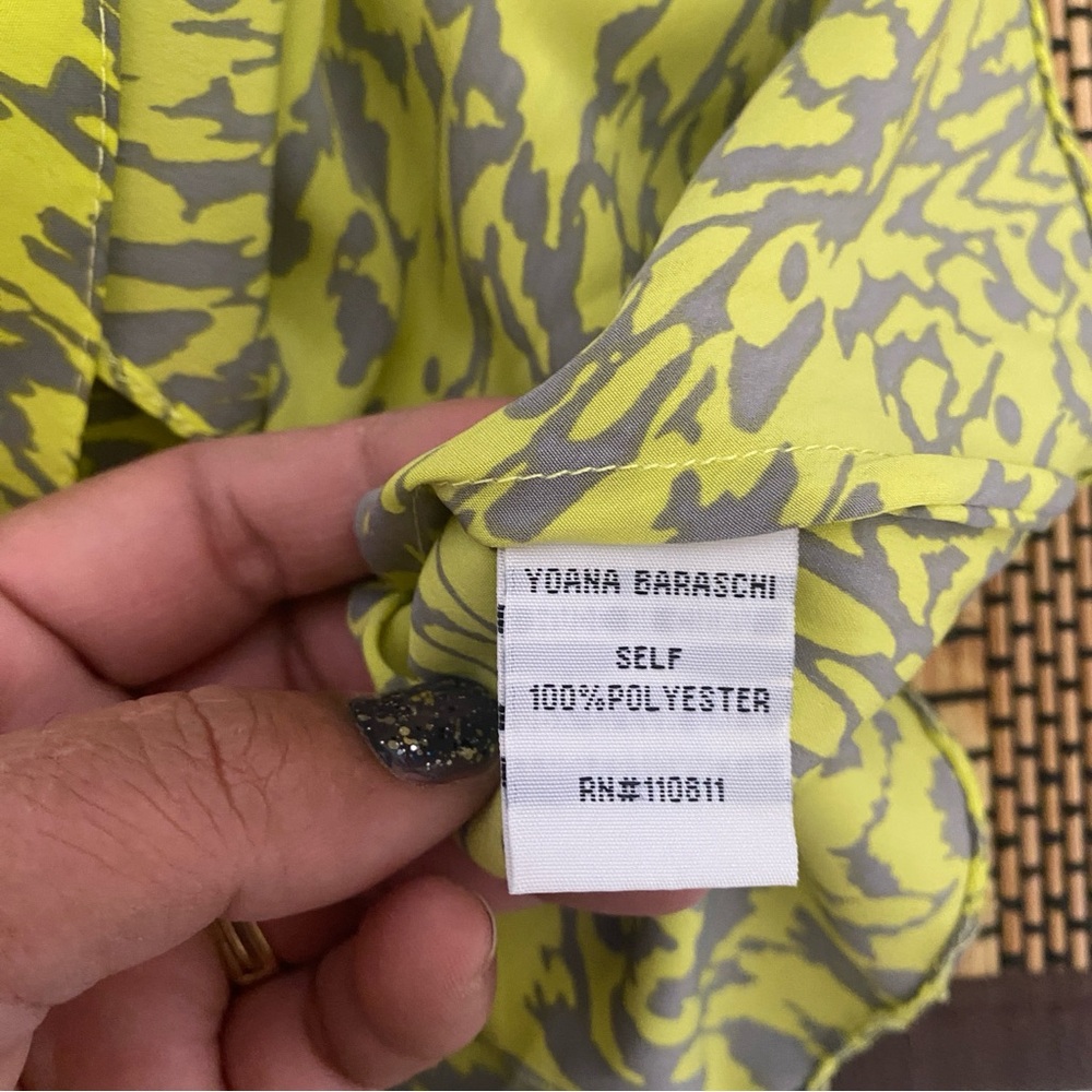 Yoana Baraschi Neon Printed Peplum Blouse XS V-Neck Preppy Feminine Lightweight - Picture 5 of 7